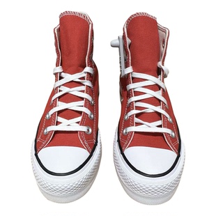 Converse匡威All Star红色厚底增高女款高帮休闲帆布鞋 A09220C