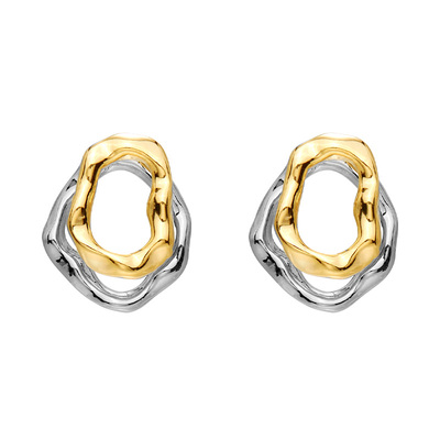 不规则撞色金属几何耳钉一款两戴