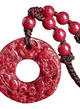 正品万山朱砂晶体颗粒砂貔貅吊坠