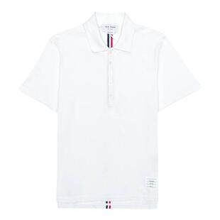 Thom Browne/TB新款男士白色休闲后背衣摆条纹短袖POLO衫MJP042A