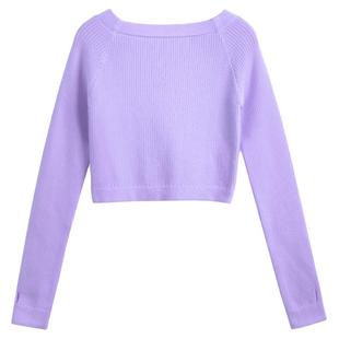 儿童毛衣舞蹈服一字领女童练功服春秋季小坎肩吊带短裤套装上衣女