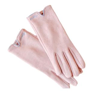 新款手套女冬季麂皮绒触屏加绒保暖防滑手套薄款户外骑行运动手套