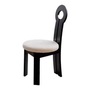 法式中古实木餐桌椅子复古高级餐厅靠背椅家用客厅不占地方的椅子