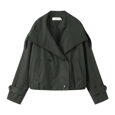 西町村屋短款外套女2026春新款立领双排扣休闲时尚上衣XHBA10745