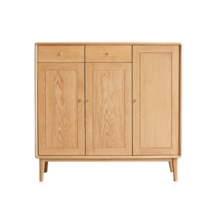 工厂直销美国全红橡木三门鞋柜纯实木二门北欧风客厅对开门