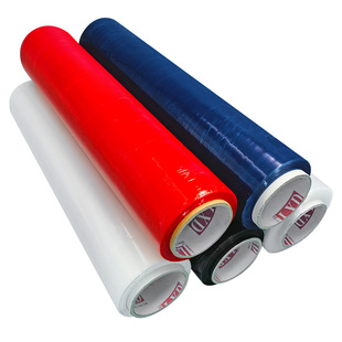 透明缠绕膜50cm宽大卷蓝黑色打包拉伸膜商用工业用包装膜保护膜pe