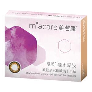 美若康高透氧硅水凝胶美瞳绽美月抛2片彩色隐形眼镜冷质木调