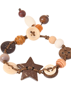 小众设计感手工编织椰壳纽扣手链