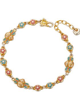 顺钦银楼足银芦花珐琅手链礼物