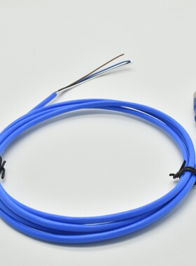 铁氟龙蓝色线24AWG*4芯M12 4P母插头注塑成线防水接头