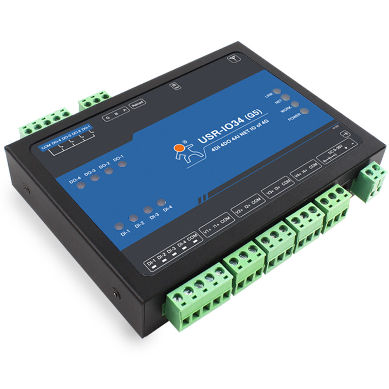 有人4G网络IO控制器继电器远程本地控制模拟量采集模块USR-IO34