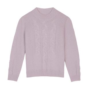 鹿王100%纯山羊绒衫女士半高领绞花纹理时尚针织毛衣套衫秋冬新款