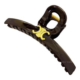 2025新款金属标抓夹女高级感秋冬鲨鱼夹后脑勺发量多盘发夹子头饰