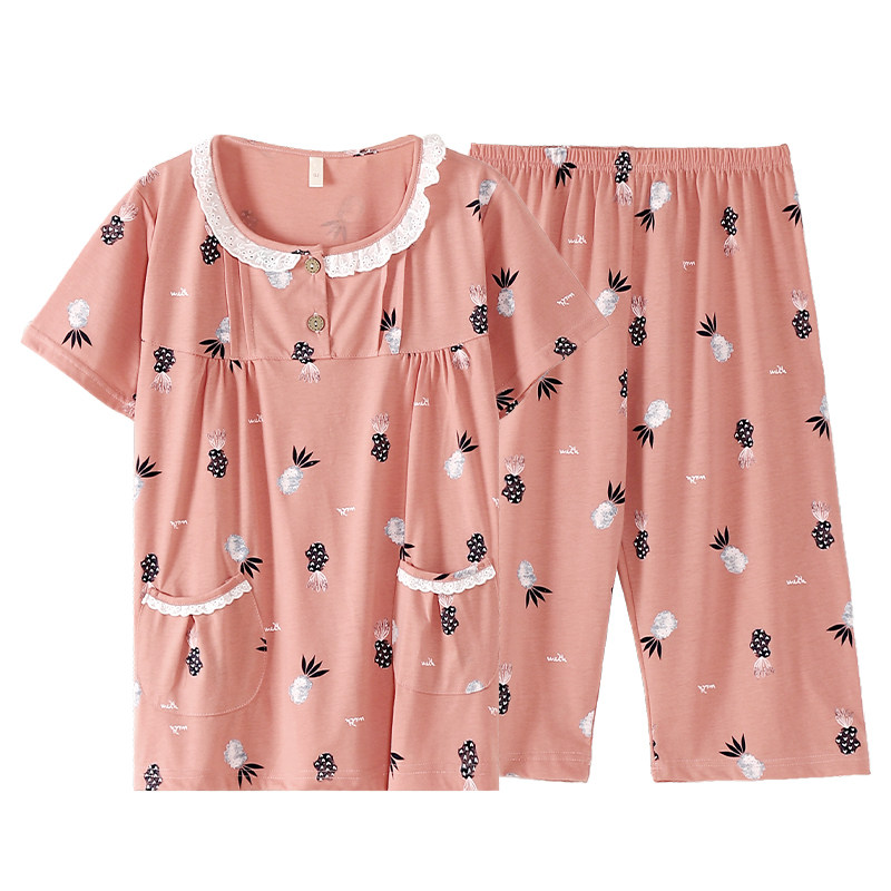 女士大码中老年短袖七分裤家居服