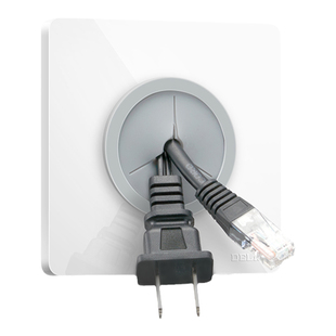 德力西出线孔面板家用86型暗装白板遮挡面板带穿线孔装饰插座盖板