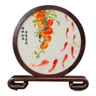 苏绣双面绣摆件刺绣非遗摆台柿子事事如意纪念礼物伴手礼送老外