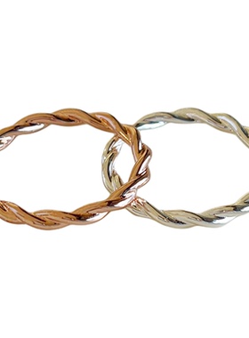 素圈可调节食指开口戒麻花戒指女