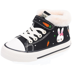 儿童大棉鞋女童加绒加厚帆布鞋保暖童鞋冬鞋2025冬季二棉毛毛鞋子