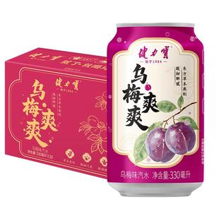 健力宝乌梅爽爽汽水果味气泡水碳酸饮料330ml*20罐礼盒装过年送礼