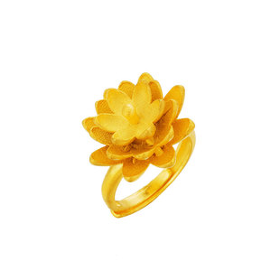 越南沙金戒指女仿真黄金花型戒子镀金色久不掉色指环饰品