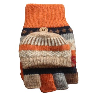 秋冬可爱半指羊绒露手指款翻盖加绒加厚双层保暖羊毛女士学生手套