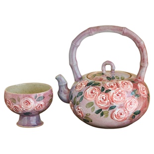 景德镇陶瓷茶壶提梁壶手绘玫瑰釉下彩功夫茶杯高颜质女士专用茶具