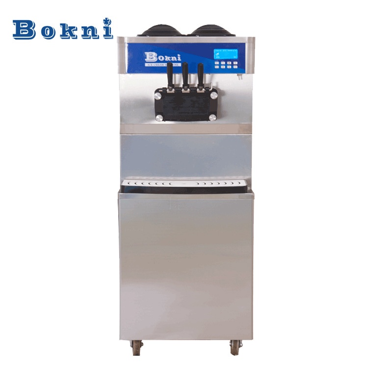 上海博科尼商用软式冰淇淋机全自动甜筒雪糕机立式三色软冰激凌机
