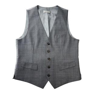 报喜鸟绵羊毛商务休闲绅士儒雅修身男士秋格子修身西裤两件套马甲