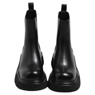 真皮烟筒靴女2026新款英伦风厚底女靴单靴切尔西靴黑色马丁靴短靴