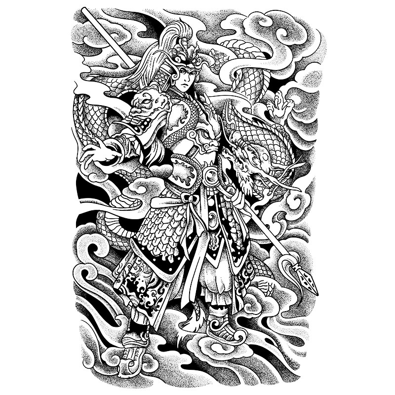 老传统满背草本纹身贴男防水持久仿真不反光大图刺青高端果汁贴纸