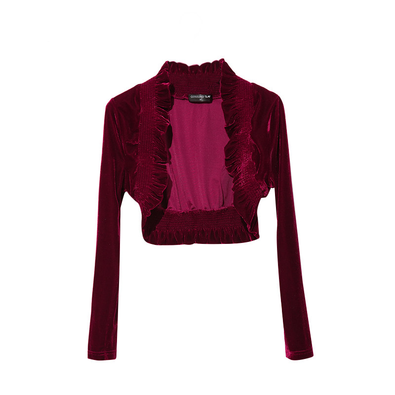 外搭披肩配旗袍裙子罩衫新款金丝绒复古上衣坎肩开衫短外套女秋冬