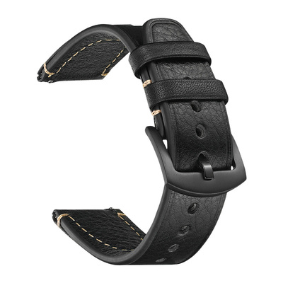 适配阿玛尼真皮黑武士男表带22mm