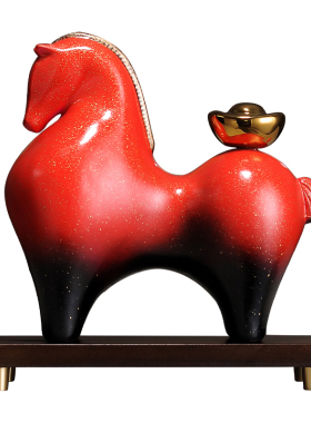 新中式轻奢高档陶瓷马摆件