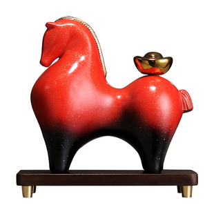 新中式轻奢高档陶瓷马摆件客厅办公室桌面装饰品乔迁开业礼品高级