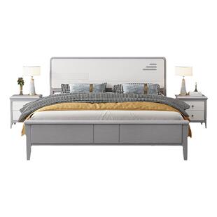 美式轻奢实木床现代简约白色1.8米双人床公主床单人1.2储物小户型