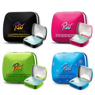 Rio强劲无糖薄荷糖 清新口气糖铁盒口香糖脱困非戒烟糖清凉男零食