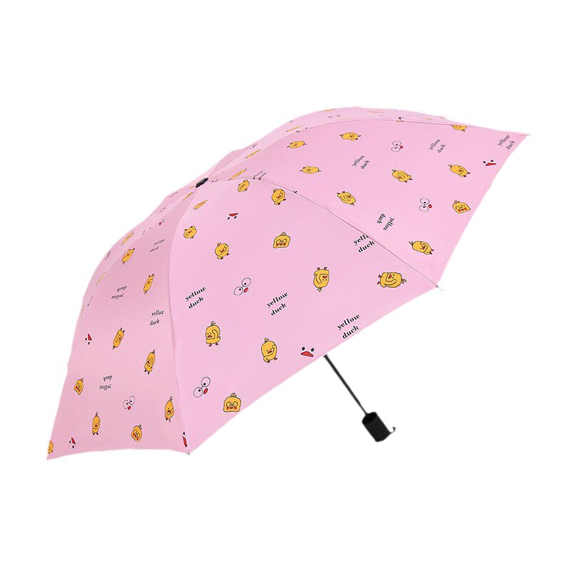 小清新三折叠雨伞黑胶防晒太阳伞