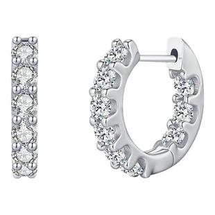 MODIAN摩典D色莫桑钻耳扣女S925纯银小众设计轻奢高级感排钻耳环