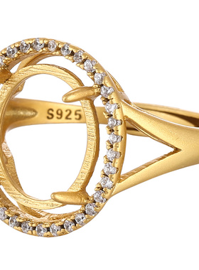 翡翠戒指空托女纯银蜜蜡绿松戒托