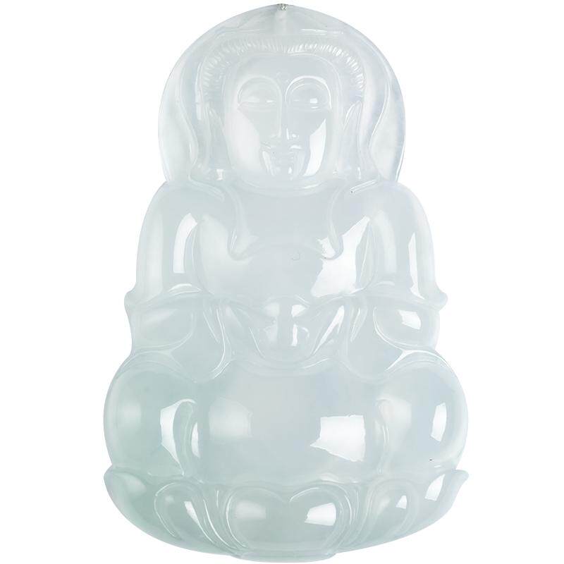 翡翠观音吊坠大款正品天然玉石