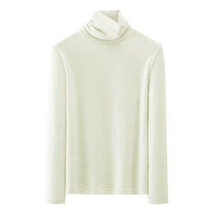 浅黄色加绒高领打底衫2025新款今年流行爆款内搭磨毛长袖T恤女