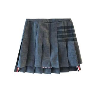 [赠退货宝]TUMA TB百褶裙高腰四杠不对称防走光长裙短裙A字半身裙