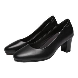 适航班深圳昆明航厦航空姐高跟鞋浅口头层牛皮黑色真皮不累工作鞋