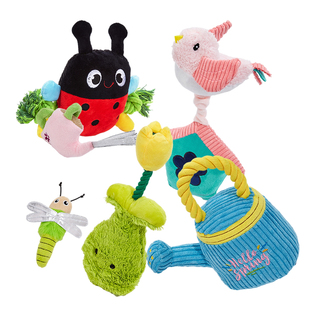 FOFOS两只福狸狗狗玩具毛绒发声耐咬磨牙春天花园幼犬宠物玩具