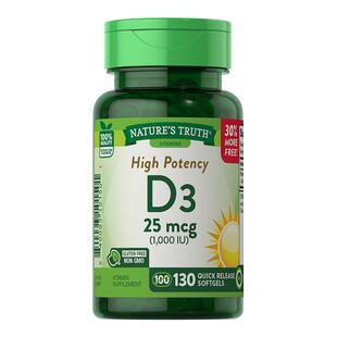 自然之珍美国进口维生素D3软胶囊 青少年中老年补钙促进钙吸收