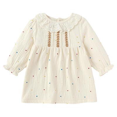 babylove女宝宝连衣裙春秋纱布裙子婴幼儿甜美公主裙高颜值外出服