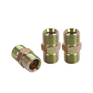 高压液压油管英制外丝直通镀彩锌过渡接头双C凹型 喇叭口直外螺纹