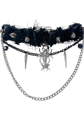 欧美多层次卷毛蜘蛛项圈