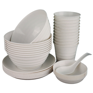 稻壳一次性餐具碗筷餐饮婚庆一次性碗杯勺碟四件套碗盘