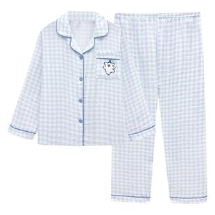 双层泡泡纱睡衣女春夏季纯棉长袖套装日系甜美可爱卡通家居服秋冬
